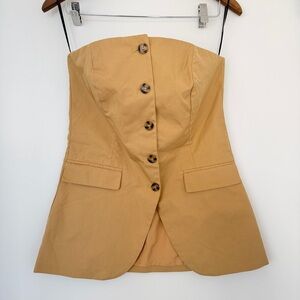 H&M Strapless Tan bandeau top with Button Detail